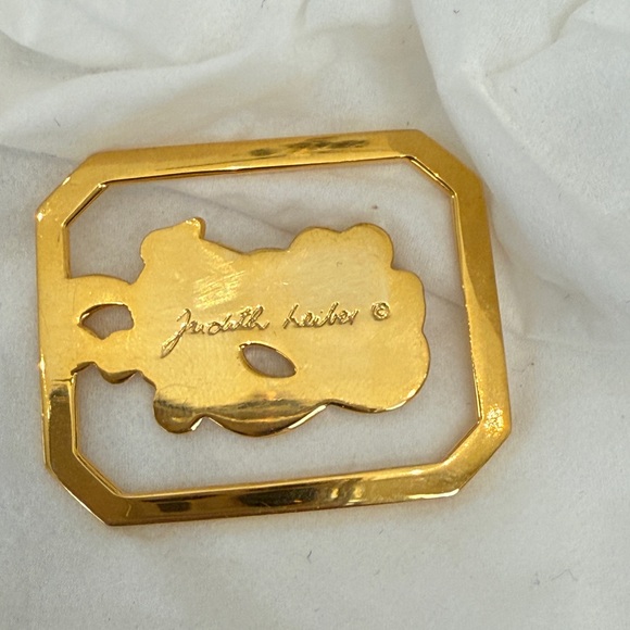 Judith Leiber gold dog bookmark with small purple pink gemstone - Picture 3 of 9